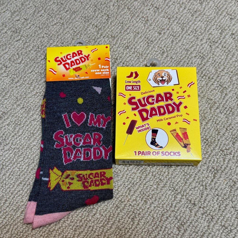 2 Sugar Daddy New Novelty Crew Socks Size 6-12/13 - Men's/Women's -